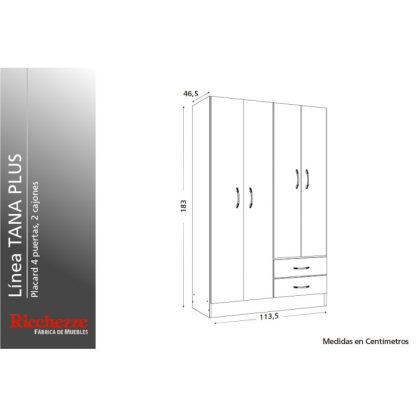 Placard Richezze Tana Plus 4p/2c 182x86x47 Tabaco