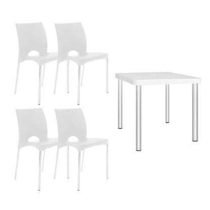 Juego De Mesa y 4 Sillas Mallorca Blanco