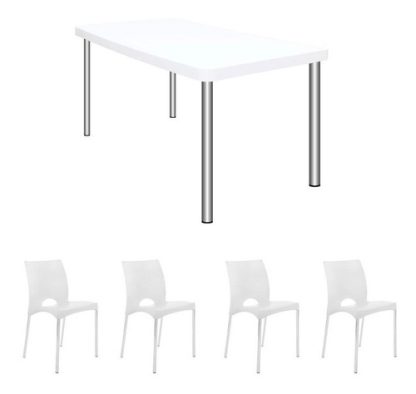 Juego De Mesa y 4 Sillas Mallorca Blanco
