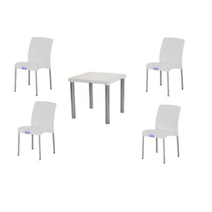 Juego De Mesa y 4 Sillas Mallorca Blanco
