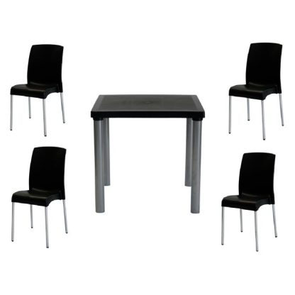 Juego De Mesa y 4 Sillas Mallorca Negro